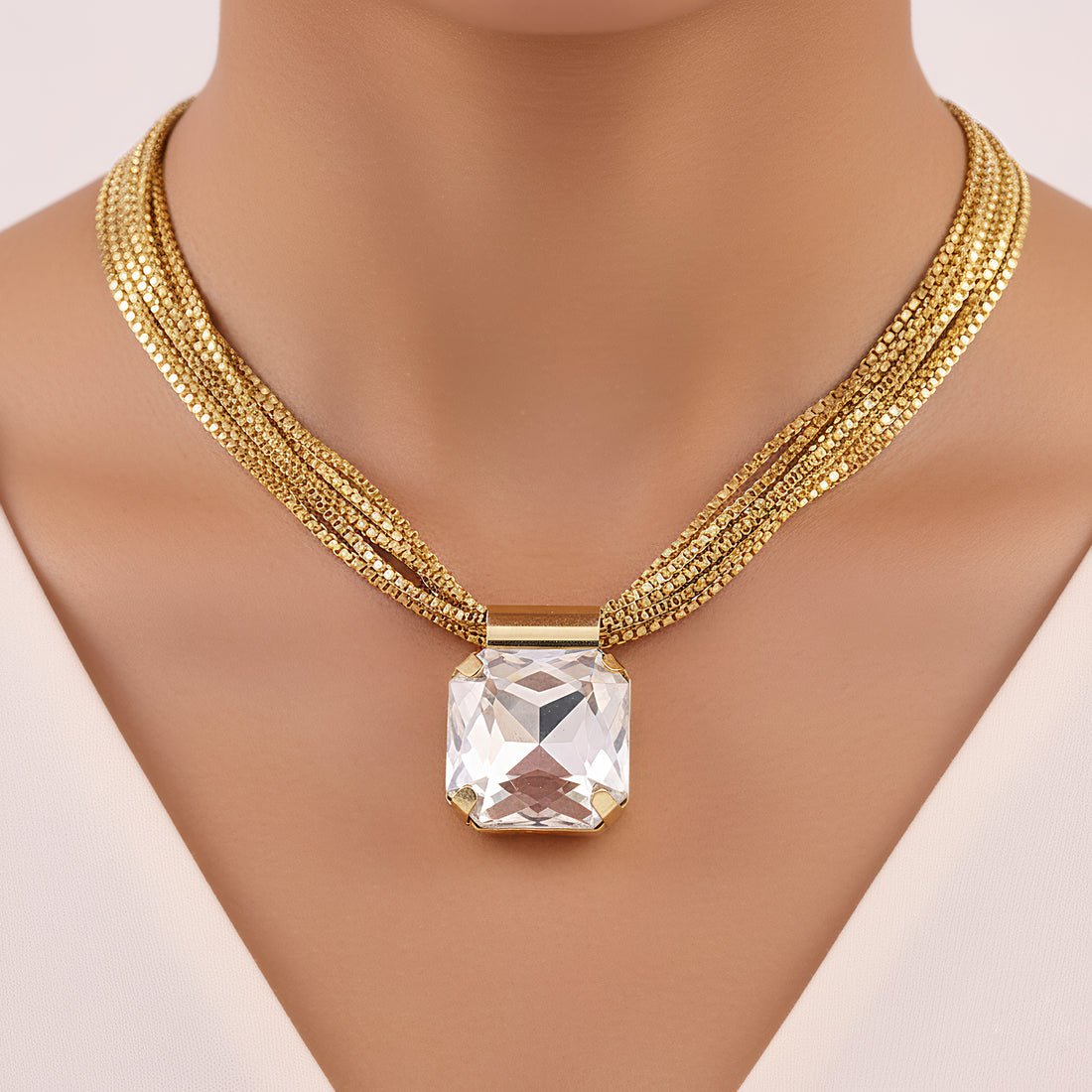 EYRA Necklace Anti-Tarnish Crystal Pendant Set with Earrings
