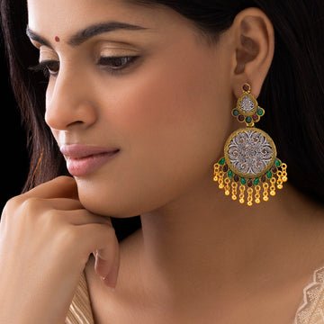 EYRA Earrings Anti-Tarnish Dual-Tone Ethnic Statement with Ghungroos Danglers