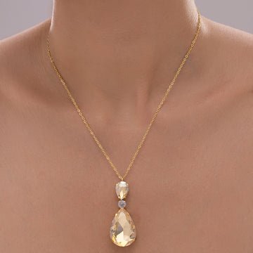 EYRA Necklace Anti-Tarnish Champagne Drop Crystal Pendant
