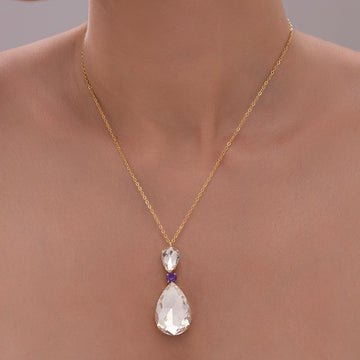 EYRA Necklace Anti-Tarnish White Drop Crystal Pendant