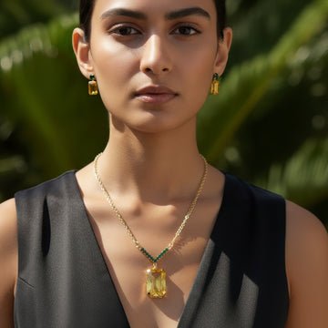 EYRA Necklace Anti-Tarnish V-Shape Pendant Set with Earrings