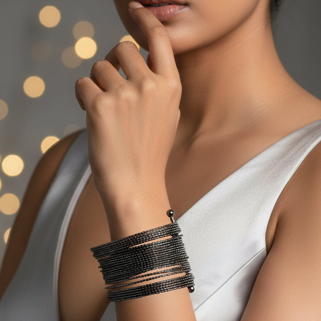 EYRA Bracelet  Anti-Tarnish Gunmetal Multilayer Bangle (Adjustable Size)