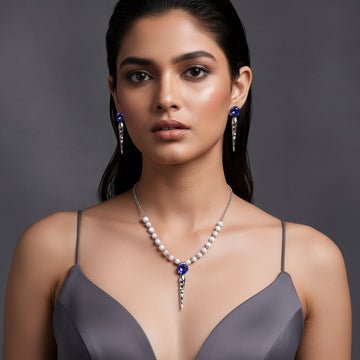 EYRA Necklace Anti-Tarnish Crystal Beads Spike Set With Earrings