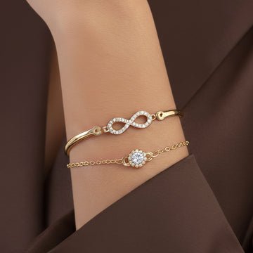 EYRA Bracelet Anti-Tarnish Double Layer Infinity Bangle & Chain (Adjustable Size)