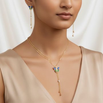 EYRA Necklace Anti-Tarnish Butterfly Set With Earrings