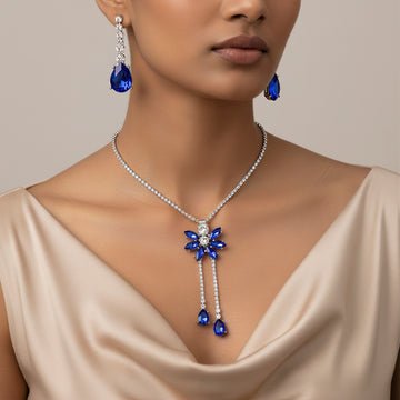 EYRA Necklace Anti-Tarnish Rhinestone Set With Earrings