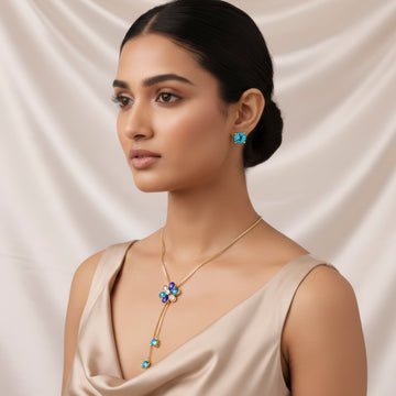 EYRA Necklace Anti-Tarnish Crystal Set With Earrings