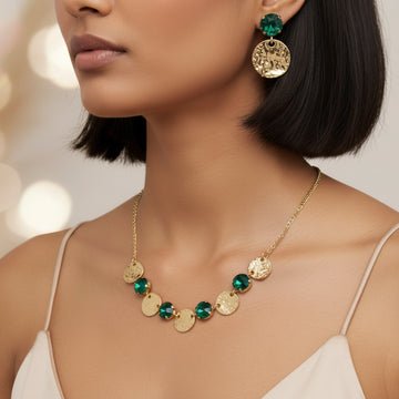 EYRA Necklace Anti-Tarnish Crystal Set With Earrings