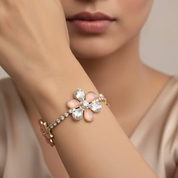 EYRA Bracelet Anti-Tarnish Floral Rhinestone Chain