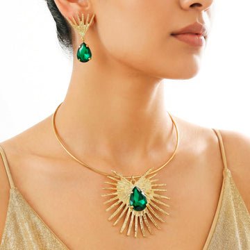 EYRA Necklace Anti-Tarnish Hedgehog Hasli Set With Earrings