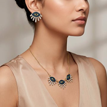 EYRA Necklace Anti-Tarnish Enamel & Evil Eye Set With Earrings