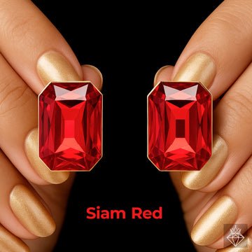 EYRA Earrings Anti-Tarnish Rectangle Shape Siam Red Crystal Studs