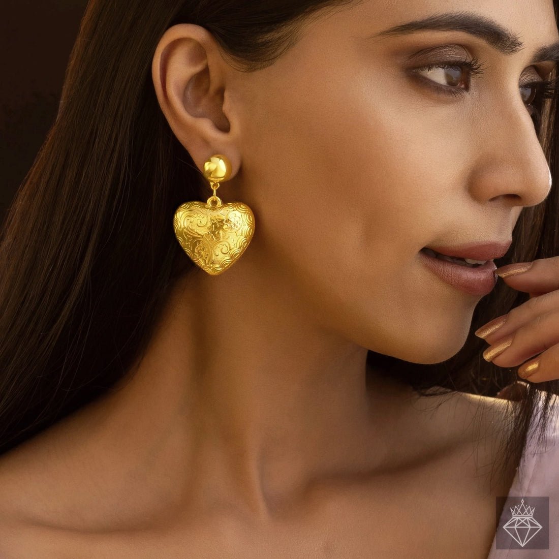 EYRA Earrings Anti-Tarnish Puffy Heart Danglers