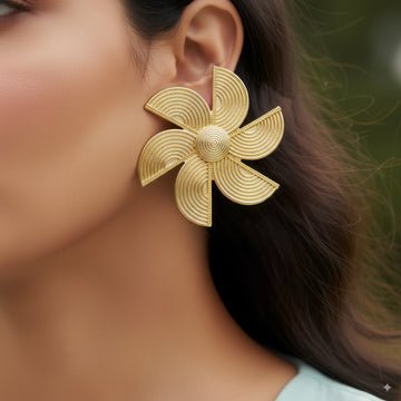 EYRA Earrings Anti-Tarnish Fan Shape Studs