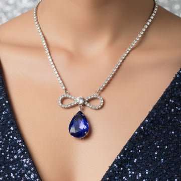 EYRA Necklace Anti-Tarnish Crystal Studded INFINITY Blue Sapphire Pendant