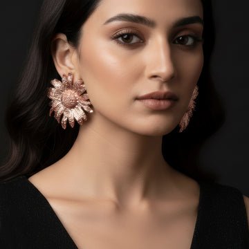 EYRA Earrings Anti-Tarnish Rose Gold Sunflower Studs