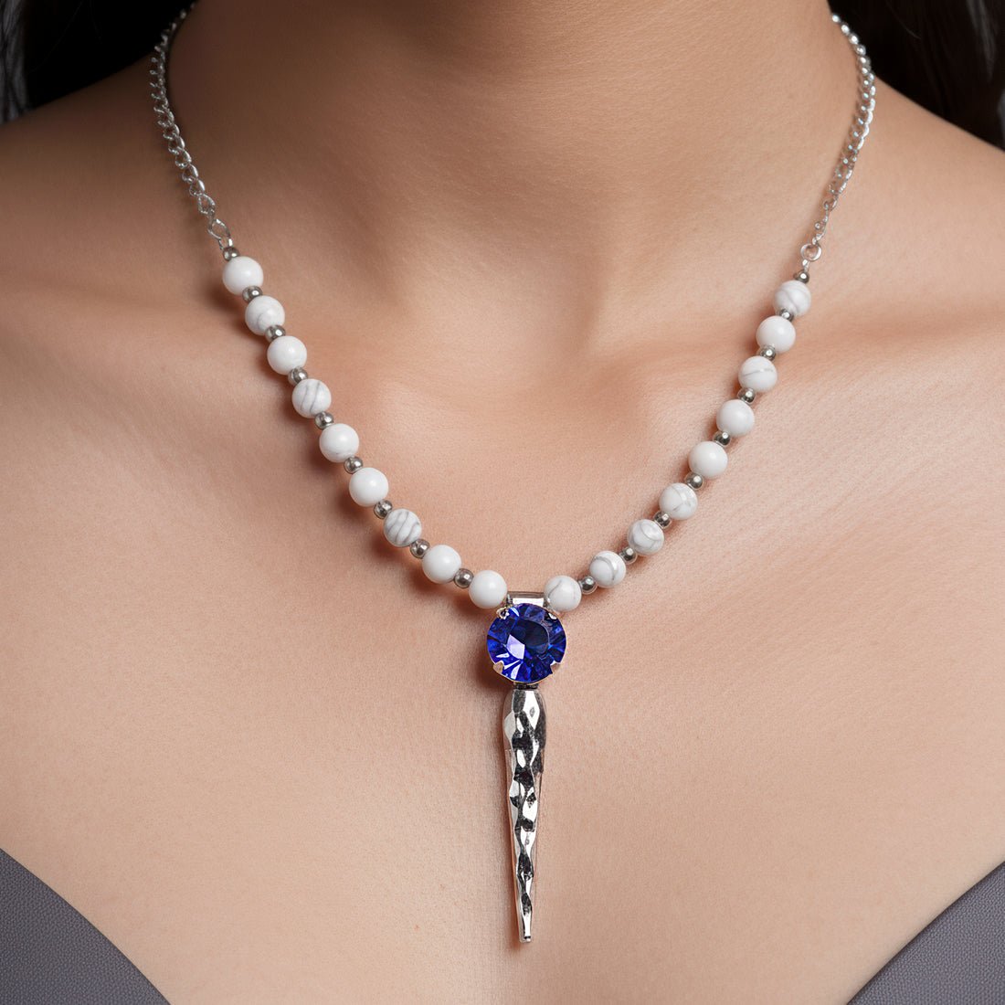 EYRA Necklace Anti-Tarnish Crystal Beads Spike Set With Earrings