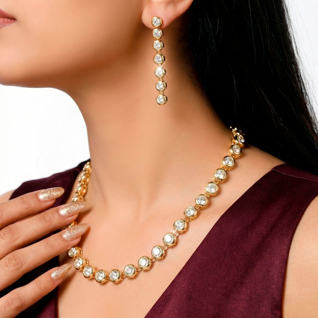 EYRA Necklace Anti-Tarnish AD Set With Earrings