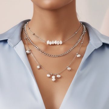 EYRA Necklace Anti-Tarnish Silver Multilayered High Fashion