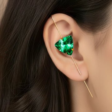 EYRA Earrings Anti-Tarnish Triangle Crystal Hook Danglers