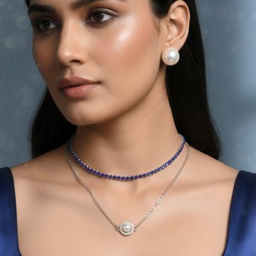 EYRA Necklace Anti-Tarnish Double Layer Set With Earrings