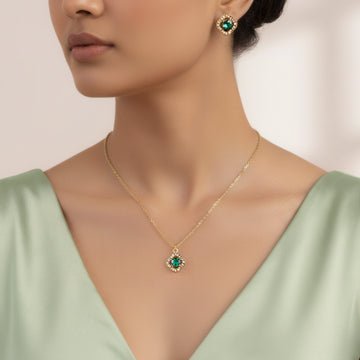 EYRA Necklace Anti-Tarnish Evergreen Pearl Studded Set With Earrings